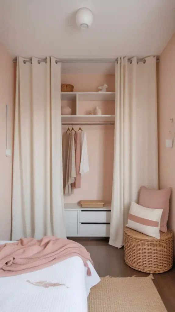 Use Curtains Instead of Wardrobe Doors